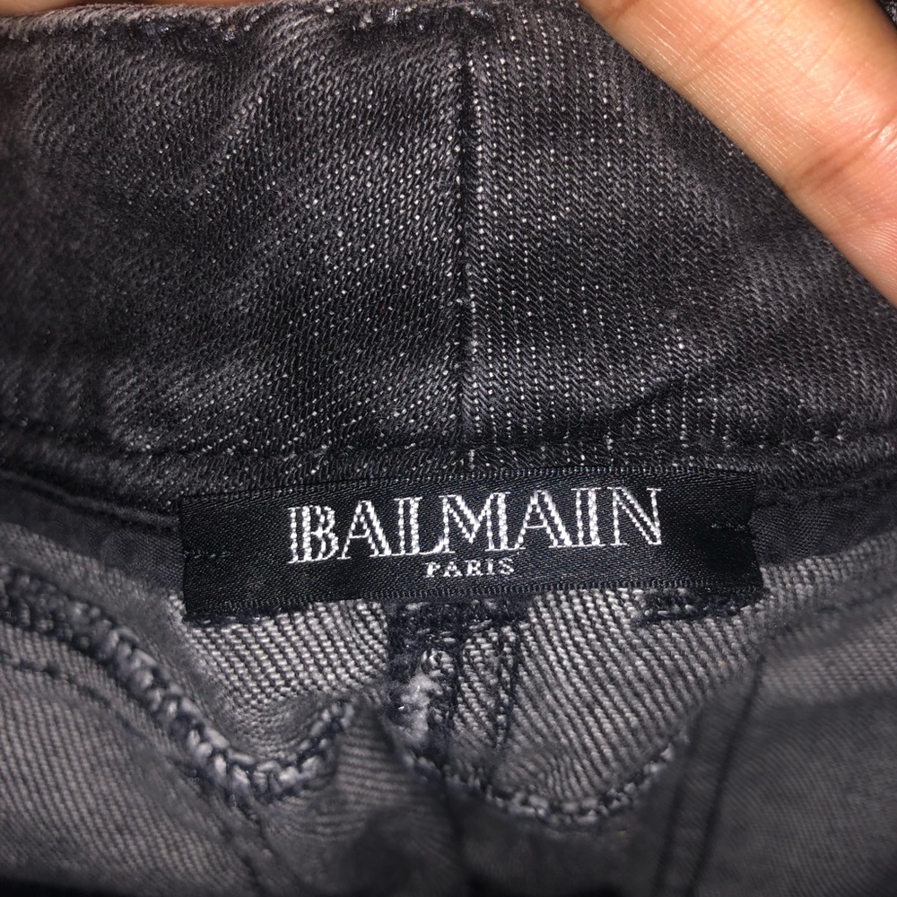 Dark Denim Balmain Biker Jeans